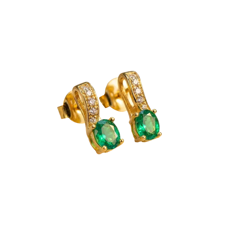 Aretes de oro con esmeraldas y circonias de Cronojoyas